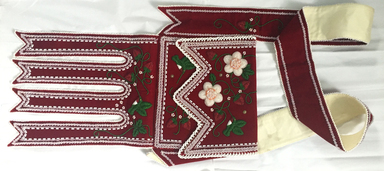 Samuel Thomas (Cayuga Iroquois, born 1964). <em>Bandolier Bag</em>, 2003. Velvet, cotton, beads, 19 × 84 in. (48.3 × 213.4 cm). Brooklyn Museum, Gift of the Edward J. Guarino Collection in memory of Edgar and Josephine Guarino, 2018.39. Creative Commons-BY (Photo: , CUR.2018.39.jpg)