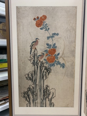  <em>Birds, Flowers, and Rocks</em>, 19th century. Six-panel folding screen, ink and color on paper, 71 5/8 × 117 15/16 in. (182 × 299.6 cm). Brooklyn Museum, Gift of the Carroll Family Collection, 2018.41.2 (Photo: , CUR.2018.41.2_detail01.jpg)