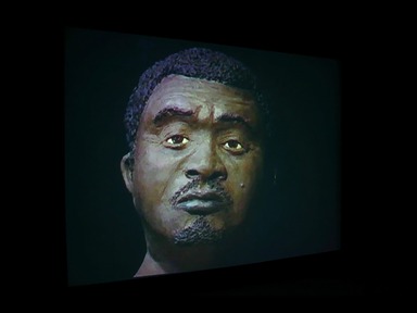 Thomas J Price (British, born 1981). <em>Man 5</em>, 2006. Single-channel video projection, color, silent, approx. 5 minutes Brooklyn Museum, Gift of Shelley Fox Aarons and Philip Aarons, 2022.3.1. © artist or artist's estate (Photo: Image courtesy of Hauser & Wirth., CUR.2022.3.1_Hauser_Wirth_high-res.jpg)