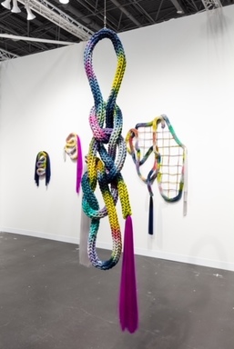 Tanya Aguiñiga (Mexican–American, born 1978). <em>Pirosoma</em>, 2022. Ice-dyed cotton rope, synthetic hair, 69 × 12 × 7 in. (175.3 × 30.5 × 17.8 cm). Brooklyn Museum, Marie Bernice Bitzer Fund, 2022.36 (Photo: , CUR.2022.36_view01.jpg)