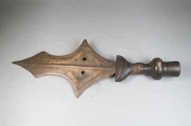 Kuba (Nkutshu subgroup). <em>Ceremonial Knife</em>, late 19th or early 20th century. Copper alloy, wood, 5 1/8 x 13 3/4 in. (13 x 35 cm). Brooklyn Museum, Museum Expedition 1922, Robert B. Woodward Memorial Fund, 22.1511. Creative Commons-BY (Photo: Brooklyn Museum, CUR.22.1511_side_PS5.jpg)