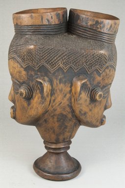 Kuba. <em>Goblet with Double Head (Mbwoongntey)</em>, early 20th century. Wood, 8 9/16 x 5 5/16 in. (21.8 x 13.5 cm). Brooklyn Museum, Museum Expedition 1922, Robert B. Woodward Memorial Fund, 22.162. Creative Commons-BY (Photo: Brooklyn Museum, CUR.22.162_side_PS5.jpg)