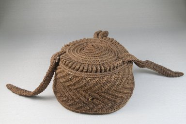 Kuba (Nkutshu subgroup). <em>Basketry Cap</em>, late 19th century. Raffia (2 ply, 2 twist), height: 3 1/8 in. (7.9 cm); diameter: 5 1/8 in. (13 cm). Brooklyn Museum, Museum Expedition 1922, Robert B. Woodward Memorial Fund, 22.1653. Creative Commons-BY (Photo: Brooklyn Museum, CUR.22.1653_front_PS5.jpg)