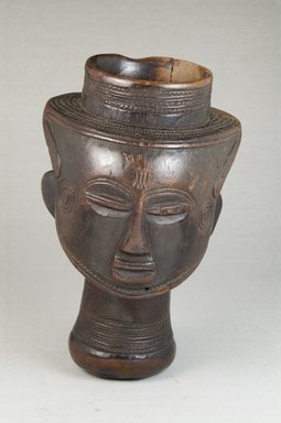 Kuba. <em>Single Head Goblet (Mbwoongntey)</em>, early 20th century. Wood, 6 7/8 x 4 1/8 x 4 1/8 in. (17.5 x 10.5 x 10.5 cm). Brooklyn Museum, Museum Expedition 1922, Robert B. Woodward Memorial Fund, 22.167. Creative Commons-BY (Photo: Brooklyn Museum, CUR.22.167_front_PS5.jpg)