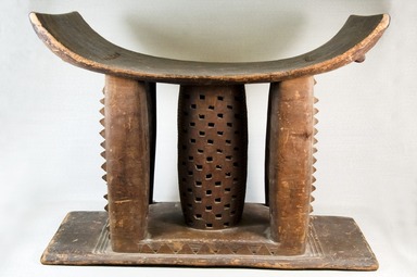 Asante. <em>Stool (Dwa)</em>, 19th century. Wood, 16 1/2 x 22 1/2 x 11 1/4 in. (41.9 x 57.2 x 28.6 cm). Brooklyn Museum, Museum Expedition 1922, Robert B. Woodward Memorial Fund, 22.1695. Creative Commons-BY (Photo: Brooklyn Museum, CUR.22.1695_front_PS5.jpg)