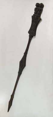 Luba. <em>Ceremonial Staff (Kibango)</em>, late 19th or early 20th century. Wood, 55 x 4 1/2 x 1 in. (148.0 x 15.5 x 3.0 cm). Brooklyn Museum, Museum Expedition 1922, Robert B. Woodward Memorial Fund, 22.204. Creative Commons-BY (Photo: Brooklyn Museum, CUR.22.204_threequarter_PS5.jpg)