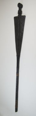 Luba. <em>Ceremonial Staff (Kibango)</em>, late 19th or early 20th century. Wood, 52 x 3 3/4 x 1 1/2 in. (131.0 x 9.5 x 4.0 cm). Brooklyn Museum, Museum Expedition 1922, Robert B. Woodward Memorial Fund, 22.210. Creative Commons-BY (Photo: Brooklyn Museum, CUR.22.210_threequarter_PS5.jpg)
