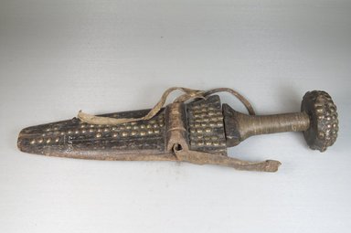 Nkundu. <em>Knife with Scabbard</em>, 19th century. Iron, metal wire, wood, 4 1/8 x 14 3/8 in. (10.5 x 36.5 cm). Brooklyn Museum, Museum Expedition 1922, Robert B. Woodward Memorial Fund, 22.536a-b. Creative Commons-BY (Photo: Brooklyn Museum, CUR.22.536a-b_assembled_PS5.jpg)