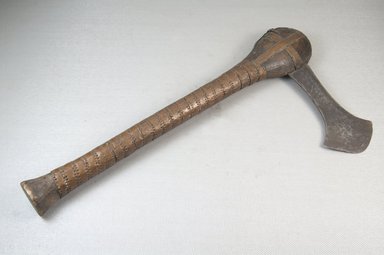 Luba. <em>Axe with Handle and Blade</em>, late 19th century. Copper alloy, wood, iron, 6 5/16 x 12 5/16 in. (16 x 31.3 cm). Brooklyn Museum, Museum Expedition 1922, Robert B. Woodward Memorial Fund, 22.578. Creative Commons-BY (Photo: Brooklyn Museum, CUR.22.578_threequarter_PS5.jpg)