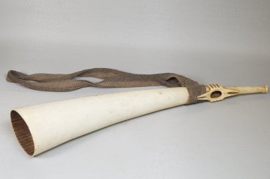 Zande. <em>Horn</em>, late 19th or early 20th century. Ivory, fiber cord, 21 9/16 x 3 3/4 in. (54.7 x 9.5 cm). Brooklyn Museum, Brooklyn Museum Collection, 22.760. Creative Commons-BY (Photo: Brooklyn Museum, CUR.22.760_top_PS5.jpg)