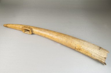  <em>Horn</em>, before 1922. Ivory, 1 15/16 x 16 15/16 in. (5 x 43 cm). Brooklyn Museum, Museum Expedition 1922, Robert B. Woodward Memorial Fund, 22.767. Creative Commons-BY (Photo: Brooklyn Museum, CUR.22.767_threequarter_PS5.jpg)