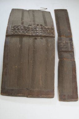 Eso. <em>Shield</em>, late 19th century. Wood, wire, fiber, leather, 26 3/4 x 12 5/8 in. (67.9 x 32.1 cm). Brooklyn Museum, Museum Expedition 1922, Robert B. Woodward Memorial Fund, 22.859. Creative Commons-BY (Photo: Brooklyn Museum, CUR.22.859_front_PS5.jpg)