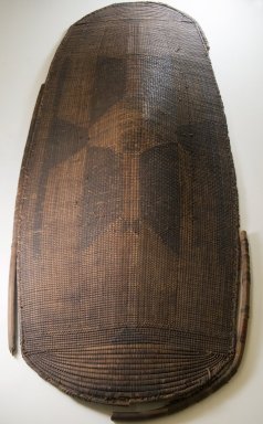 Banda, Mbugbu sub-group. <em>Shield</em>, 19th century. Fiber, wood, 45 x 15 in. (114.3 x 38.1 cm). Brooklyn Museum, Museum Expedition 1922, Robert B. Woodward Memorial Fund, 22.864. Creative Commons-BY (Photo: Brooklyn Museum, CUR.22.864_front_PS5.jpg)
