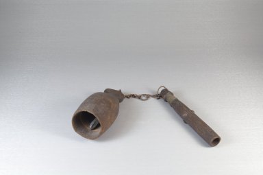  <em>Bell with Chain and Stick Handle</em>, before 1922. Wood, iron Brooklyn Museum, Museum Expedition 1922, Robert B. Woodward Memorial Fund, 22.897. Creative Commons-BY (Photo: Brooklyn Museum, CUR.22.897_threequarter_PS5.jpg)