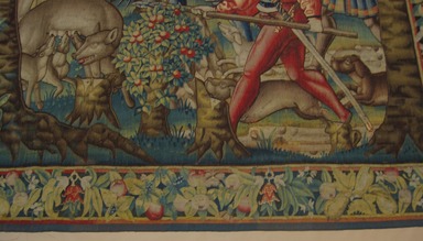  <em>Hunting the Wolf</em>, second quarter 16th century. Wool, 126 x 130 1/2 in. (320 x 331.5 cm). Brooklyn Museum, Alfred T. White Fund, A. Augustus Healy Fund, and Museum Collection Fund, 24.113. Creative Commons-BY (Photo: Brooklyn Museum, CUR.24.113_detail03.jpg)