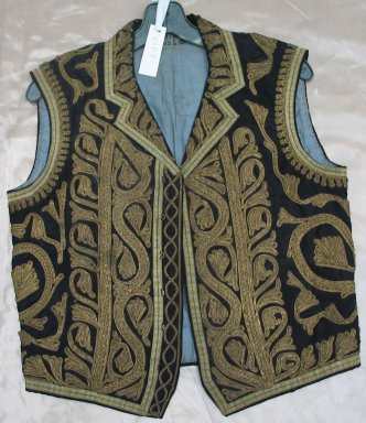  <em>Jacket</em>. Cotton?, Metallic thread, Shoulder to Shoulder: 48 13/16 x 22 13/16 in. (124 x 58 cm). Brooklyn Museum, 24417. Creative Commons-BY (Photo: Brooklyn Museum, CUR.24417_view1.jpg)