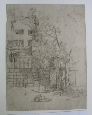 Julian Alden Weir (American, 1852–1919). <em>My Backyard, Number One</em>, 1890. Etching and drypoint on laid paper, 7 7/16 x 6 in. (18.9 x 15.2 cm). Brooklyn Museum, Gift of Elizabeth Luther Cary, 25.101 (Photo: Brooklyn Museum, CUR.25.101.jpg)