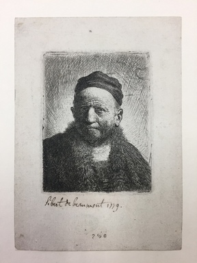 Rembrandt Harmensz. van Rijn (Dutch, 1606-1669). <em>Man Wearing a Close Cap: Bust (The Artist's Father?)</em>, 1630. Etching on laid paper, Plate: 3 1/16 x 2 3/8 in. (7.8 x 6 cm). Brooklyn Museum, Gift of Mrs. Frederic B. Pratt, 25.121 (Photo: , CUR.25.121.jpg)
