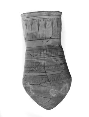  <em>Blue-painted Water Jar</em>, ca. 1352-1332 B.C.E. Clay, pigment, 25 1/16 x Diam. 12 5/8 in. (63.7 x 32 cm). Brooklyn Museum, Gift of the Egypt Exploration Society, 25.858. Creative Commons-BY (Photo: Brooklyn Museum, CUR.25.858_NegA_print_bw.jpg)