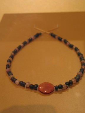  <em>Necklace</em>, ca. 1938-1759 B.C.E. Rock crystal, amethyst, and an unidentified stone, 17 1/4 in. (43.8 cm). Brooklyn Museum, Gift of the Egypt Exploration Society
, 26.160. Creative Commons-BY (Photo: Brooklyn Museum, CUR.26.160_erg2.jpg)