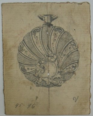 Frederick John Beck (American, 1864-1917). <em>Watch-case Design</em>. Graphite on paper, 2 15/16 x 2 5/16 in. (7.5 x 5.9 cm). Brooklyn Museum, Gift of Herbert F. Beck and Frederick Lorenze Beck, 26.515.32. Creative Commons-BY (Photo: Brooklyn Museum, CUR.26.515.32.jpg)