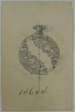 Frederick John Beck (American, 1864-1917). <em>Watch-case Design</em>. Graphite on paper, 3 15/16 x 2 9/16 in. (10 x 6.5 cm). Brooklyn Museum, Gift of Herbert F. Beck and Frederick Lorenze Beck, 26.515.47. Creative Commons-BY (Photo: Brooklyn Museum, CUR.26.515.47.jpg)