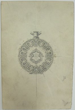 Frederick John Beck (American, 1864-1917). <em>Watch-case Design</em>. Graphite on paper, 4 3/8 x 2 15/16 in. (11.1 x 7.5 cm). Brooklyn Museum, Gift of Herbert F. Beck and Frederick Lorenze Beck, 26.515.72. Creative Commons-BY (Photo: Brooklyn Museum, CUR.26.515.72.jpg)