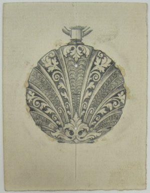 Frederick John Beck (American, 1864-1917). <em>Watch-case Design</em>. Graphite and ink on paper, 2 15/16 x 2 1/4 in. (7.5 x 5.7 cm). Brooklyn Museum, Gift of Herbert F. Beck and Frederick Lorenze Beck, 26.515.79. Creative Commons-BY (Photo: Brooklyn Museum, CUR.26.515.79.jpg)