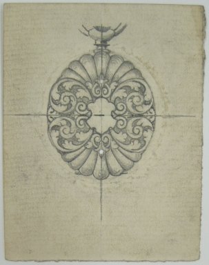 Frederick John Beck (American, 1864-1917). <em>Watch-case Design</em>. Graphite and ink on paper, 2 7/8 x 2 1/4 in. (7.3 x 5.7 cm). Brooklyn Museum, Gift of Herbert F. Beck and Frederick Lorenze Beck, 26.515.80. Creative Commons-BY (Photo: Brooklyn Museum, CUR.26.515.80.jpg)