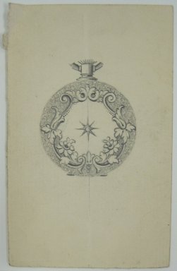 Frederick John Beck (American, 1864-1917). <em>Watch-case Design</em>. Graphite on paper, 4 x 2 9/16 in. (10.2 x 6.5 cm). Brooklyn Museum, Gift of Herbert F. Beck and Frederick Lorenze Beck, 26.515.88. Creative Commons-BY (Photo: Brooklyn Museum, CUR.26.515.88.jpg)