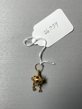 Roman. <em>Earring</em>, 1st-2nd century C.E. Gold, garnet, 2 3/8 × 1 1/8 in. (6 × 2.8 cm). Brooklyn Museum, Gift of George D. Pratt, 26.759. Creative Commons-BY (Photo: Brooklyn Museum, CUR.26.759_overall.JPG)