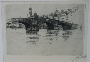 Joseph Pennell (American, 1860–1926). <em>Ponte San Trinita, Florence</em>, 1883. Etching, Sheet: 11 x 15 3/4 in. (27.9 x 40 cm). Brooklyn Museum, 27.955 (Photo: Brooklyn Museum, CUR.27.955.jpg)