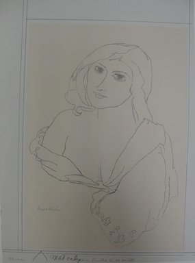 Walt Kuhn (American, 1877-1949). <em>Rhoda</em>, n.d. Lithograph on white wove paper, stone: 14 3/8 x 10 3/16 in. (36.5 x 25.9 cm). Brooklyn Museum, Gift of Dr. William H. Fox, 28.21. © artist or artist's estate (Photo: Brooklyn Museum, CUR.28.21.jpg)