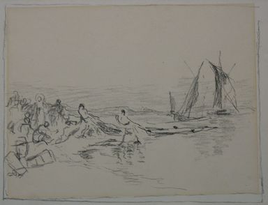 Robert Loftin Newman (American, 1827-1912). <em>Draught in Fishes</em>, n.d. Charcoal on paper, Sheet: 8 x 9 15/16 in. (20.3 x 25.2 cm). Brooklyn Museum, Gift of Dr. William H. Fox, 28.282 (Photo: Brooklyn Museum, CUR.28.282.jpg)