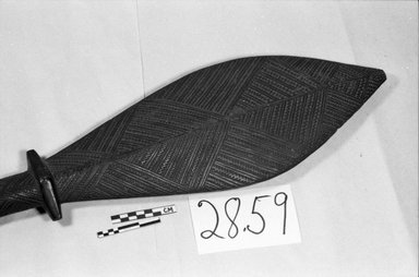 Possibly Samoan. <em>Carved Paddle</em>. Wood, 6 11/16 x 41 5/16 in.  (17 x 105 cm). Brooklyn Museum, Gift of the Long Island Historical Society, Collection Ethnological Objects, 28.59. Creative Commons-BY (Photo: Brooklyn Museum, CUR.28.59_bw.jpg)