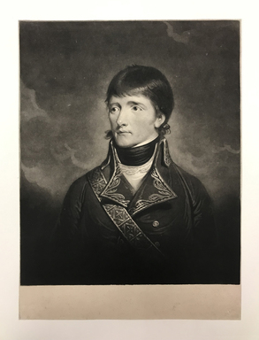 Charles Howard Hodges (British, 1764-1837). <em>Portrait of General Napoleon Bonaparte</em>. Mezzotint on laid paper, 18 7/16 x 13 7/16 in. (46.9 x 34.2 cm). Brooklyn Museum, Bequest of Marion Reilly, 29.1556 (Photo: , CUR.29.1556.jpg)
