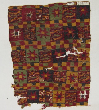 Inca/Moquegua or Provincial. <em>Mantle (?), Fragment or Tunic, or Textile Fragment</em>, 1400-1532. Cotton, camelid fiber, a: 11 13/16 × 15 3/8 in. (30 × 39 cm). Brooklyn Museum, Gift of George D. Pratt, 30.1191a-b. Creative Commons-BY (Photo: , CUR.30.1191a_overall.jpg)