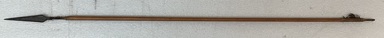 Makushi-Monaiko. <em>Arrow Attached to Shaft</em>. Bamboo, iron, cotton, feather, 1 3/8 × 1/2 × 53 7/16 in. (3.5 × 1.3 × 135.7 cm). Brooklyn Museum, Museum Expedition 1930, Robert B. Woodward Memorial Fund and Museum Collection Fund, 30.1406. Creative Commons-BY (Photo: Brooklyn Museum, CUR.30.1406_overall.jpg)