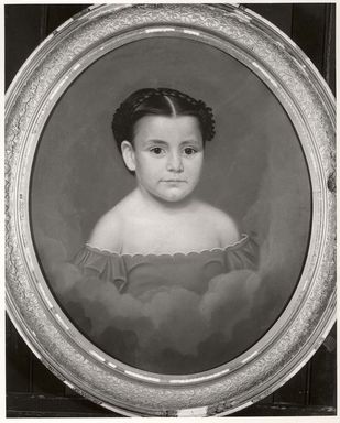 William Hudson Jr. (American, 1787–after 1858). <em>Portrait of a Child</em>, 1855. Pastel on paper mounted over canvas on oval stretcher, 25 x 20 3/8 in. (63.5 x 51.8 cm). Brooklyn Museum, Gift of Mrs. Minor C. Keith in memory of her husband, 31.1755 (Photo: Brooklyn Museum, CUR.31.1755.jpg)