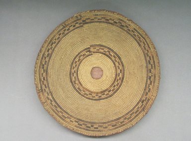  <em>Lid for Calabash Bowl</em>, early 20th century. Fiber, leather, height: (5.5 cm). Brooklyn Museum, Gift of Theodora Wilbour, 32.1766. Creative Commons-BY (Photo: Brooklyn Museum, CUR.32.1766_top.jpg)