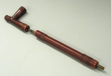 Blackfoot. <em>Pipe</em>. Catlinite Brooklyn Museum, Bequest of W.S. Morton Mead, 32.2099.32556a-b. Creative Commons-BY (Photo: Brooklyn Museum, CUR.32.2099.32556a-b.jpg)