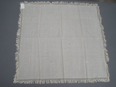 <em>Table Cloth with Fringed Edge</em>, 19th century. White linen, 38 x 39 in. (96.5 x 99.1 cm). Brooklyn Museum, Gift of Louise G. Zabriskie, 32.480.6. Creative Commons-BY (Photo: Brooklyn Museum, CUR.32.480.6.jpg)