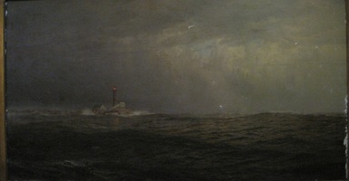 William Trost Richards (American, 1833–1905). <em>White Island Light, Isle of Shoals, N.H.</em>, 1870. Oil on canvas, 23 x 42 in. (58.4 x 106.7 cm). Brooklyn Museum, Gift of Mrs. W. W. Phelps in memory of her mother and father, Ella M. and John C. Southwick, 33.217 (Photo: Brooklyn Museum, CUR.33.217.jpg)