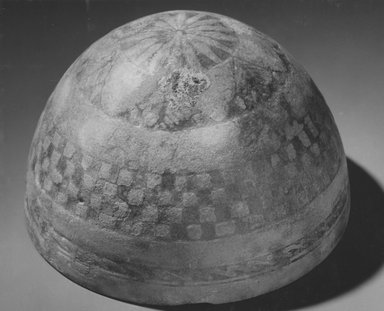  <em>Molded Hemispherical Bowl</em>, 2nd-1st century B.C.E. Faience, 3 9/16 x Diam. 5 7/8 in. (9 x 15 cm). Brooklyn Museum, Charles Edwin Wilbour Fund, 33.581. Creative Commons-BY (Photo: Brooklyn Museum, CUR.33.581_NegB_print_bw.jpg)