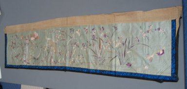  <em>Table Hanging</em>, 19th century. Embroidered plain satin weave silk, 13 3/4 x 70 7/8 in. (35 x 180 cm). Brooklyn Museum, Brooklyn Museum Collection, 34.1013. Creative Commons-BY (Photo: Brooklyn Museum, CUR.34.1013.jpg)