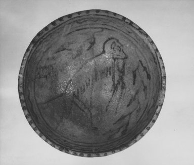  <em>Bowl</em>, ca. 1295-1185 B.C.E. Faience, 1 1/2 × Diam. 4 1/4 in. (3.8 × 10.8 cm). Brooklyn Museum, Charles Edwin Wilbour Fund, 34.1182. Creative Commons-BY (Photo: Brooklyn Museum, CUR.34.1182_NegA_print_bw.jpg)