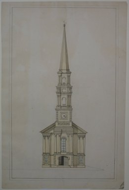 R. J. Beardsley. <em>Elevations of the Facade of Churches</em>, ca. 1869. Watercolor and ink on paper, sheet (b): 15 1/16 x 10 15/16 in. (38.3 x 27.8 cm). Brooklyn Museum, Gift of Emmie B. Butler, 34.1231b-d (Photo: Brooklyn Museum, CUR.34.1231b-d_component_d.jpg)