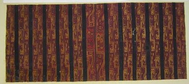 Paracas Necropolis "linear". <em>Mantle, Fragment or Mantle</em>, 100-600 C.E. Cotton, camelid fiber, 83 7/16 x 36 5/8 in.  (212.0 x 93.0 cm). Brooklyn Museum, Alfred W. Jenkins Fund, 34.1584. Creative Commons-BY (Photo: , CUR.34.1584_view01.jpg)