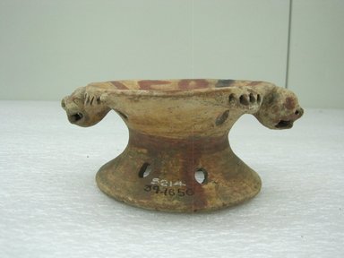  <em>Pottery Stand</em>, 800-1500?. Ceramic, pigment, 2 1/2 x 4 5/8 x 6 1/4 in. (6.4 x 11.7 x 15.9 cm). Brooklyn Museum, Alfred W. Jenkins Fund, 34.1650. Creative Commons-BY (Photo: Brooklyn Museum, CUR.34.1650_view1.jpg)