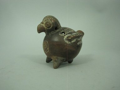  <em>Whistle in the Form of a Bird</em>, 800-1350. Ceramic, pigment, 3 1/8 x 3 x 4 in. (8 x 7.6 x 10.2 cm). Brooklyn Museum, Alfred W. Jenkins Fund, 34.1706. Creative Commons-BY (Photo: Brooklyn Museum, CUR.34.1706_view1.jpg)